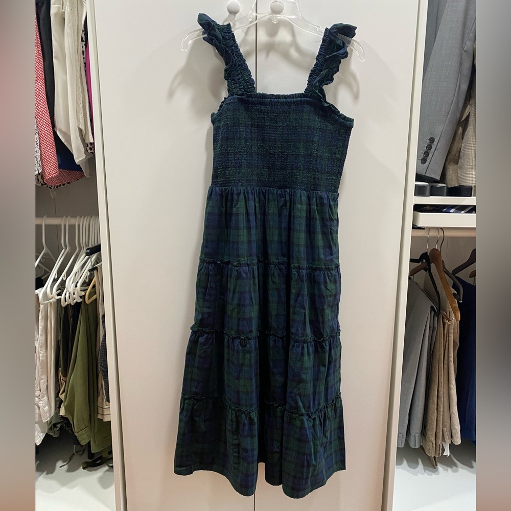 J. Crew Green and Navy Maxi Dress